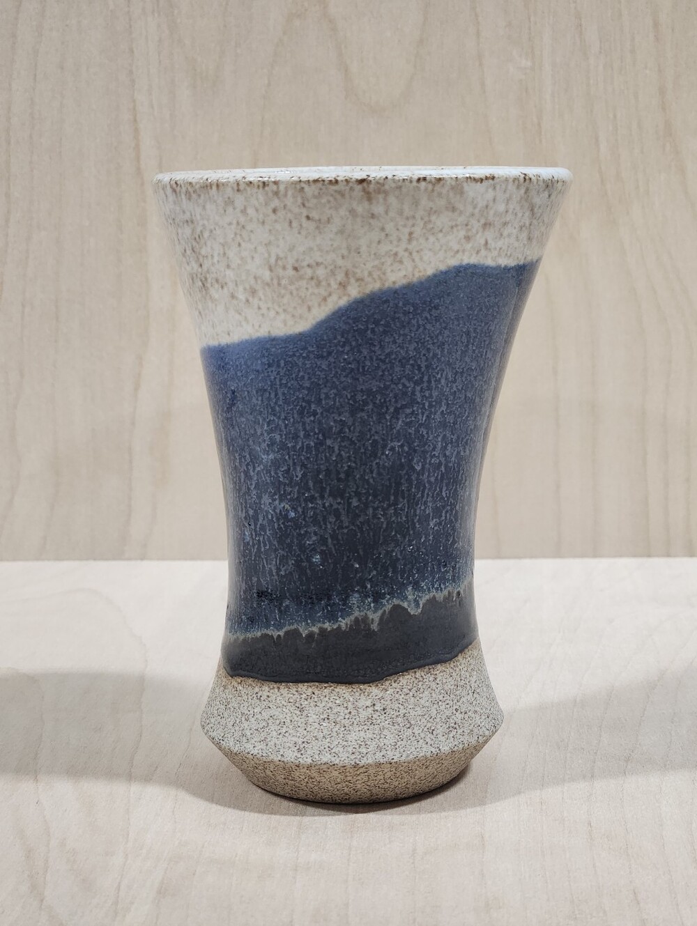 Signed Studio Pottery Vase Blue Black Layered Glaze Speckled Glazed Art Pottery